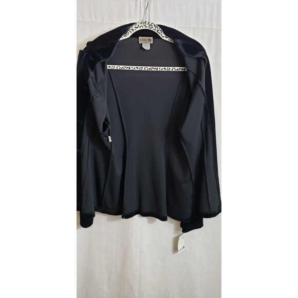 Luly K Jacket Blazer M Double Breast Black‎ Velvet Velour Holiday New Year Party - Picture 3 of 5